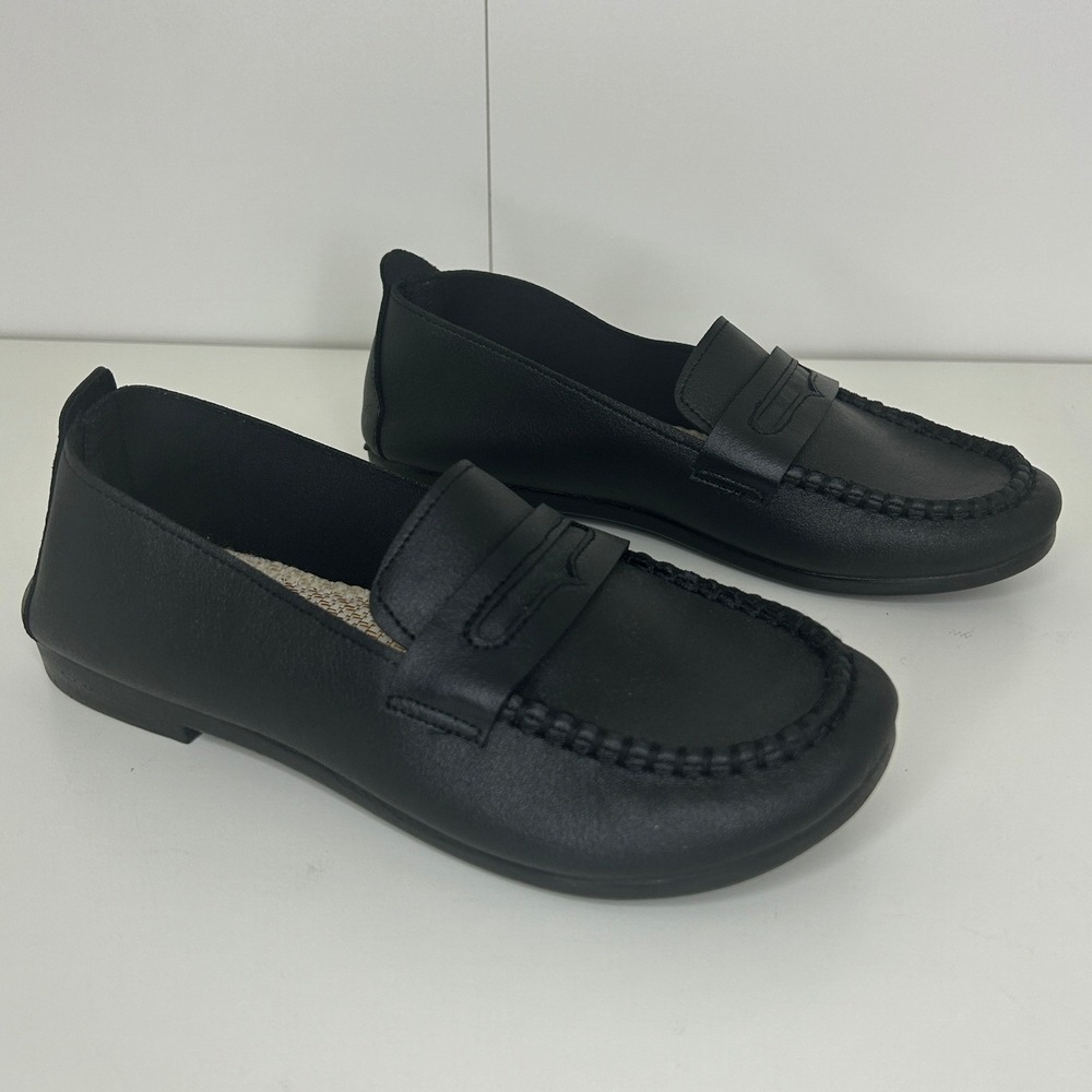 Beijing Buxie Womens Penny Loafers Black Slip On Comfort Flats Size 8